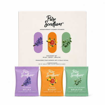 Pure Scentum 6-Piece Aromatherapy Shower Steamer Set – Lavender, Eucalyptus and Mint, Citrus