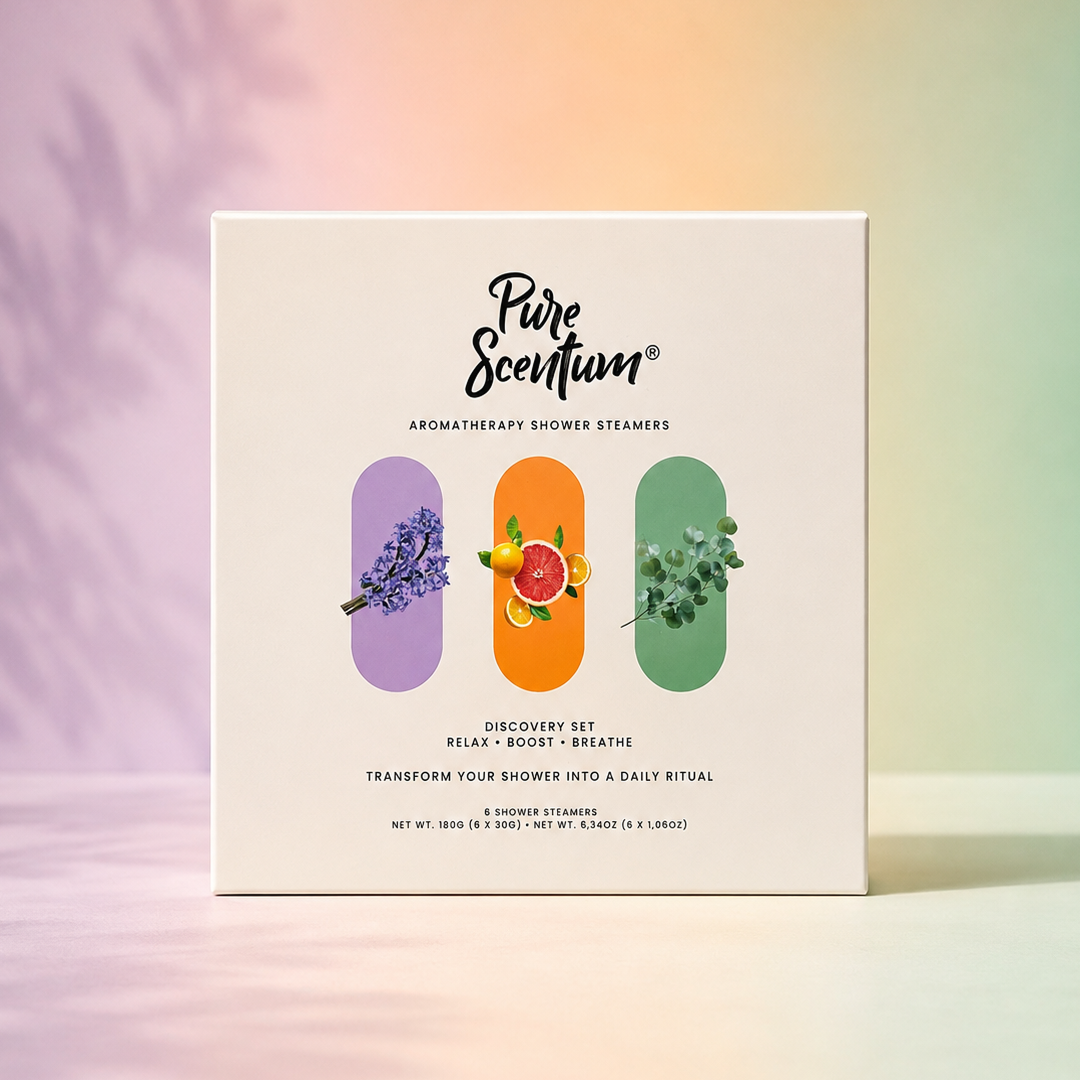 Pure Scentum 6-Piece Aromatherapy Shower Steamer Set – Lavender, Eucalyptus and Mint, Citrus