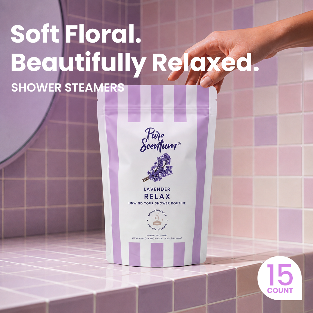Pure Scentum Relax Lavender Aromatherapy Shower Steamers – 15 Individually Wrapped Tablets
