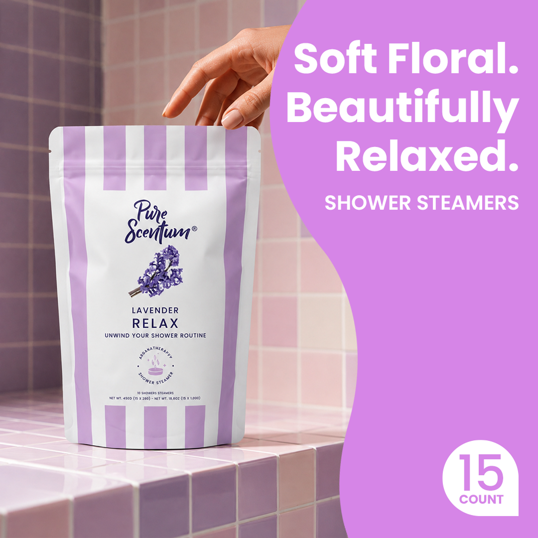 Pure Scentum Relax Lavender Aromatherapy Shower Steamers – 15 Individually Wrapped Tablets