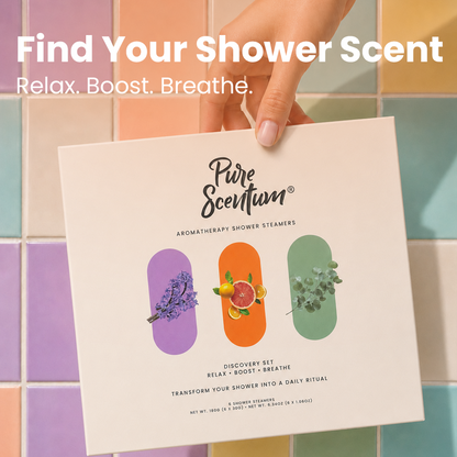 Pure Scentum 6-Piece Aromatherapy Shower Steamer Set – Lavender, Eucalyptus and Mint, Citrus