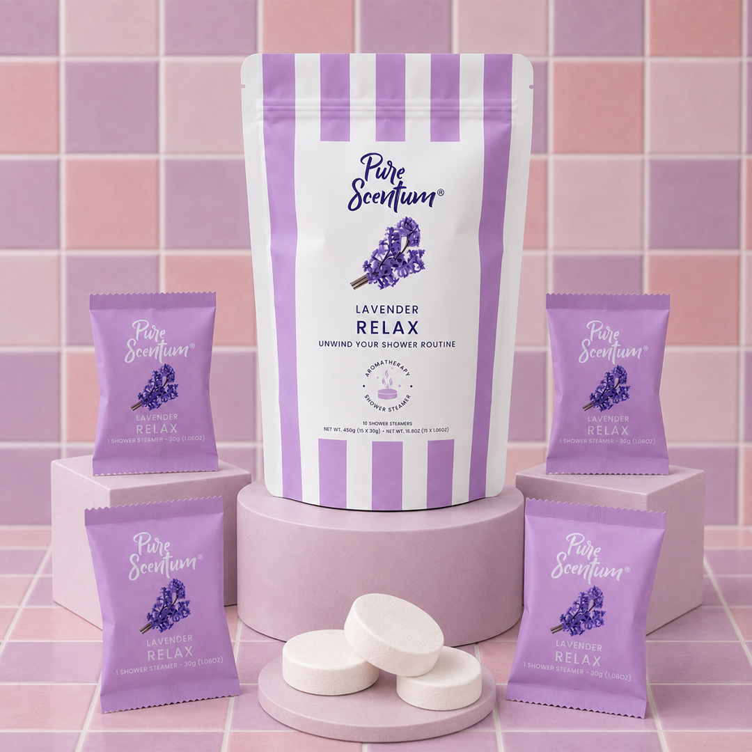 Pure Scentum Relax Lavender Aromatherapy Shower Steamers – 15 Individually Wrapped Tablets