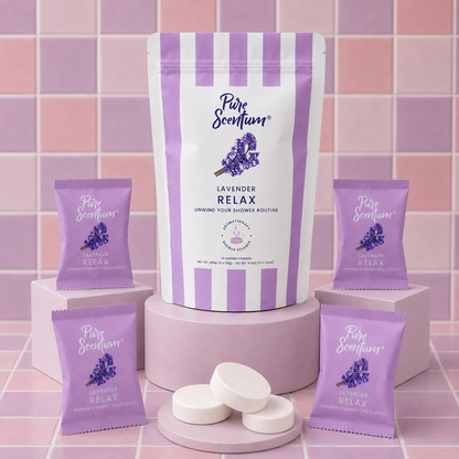 Pure Scentum Relax Lavender Aromatherapy Shower Steamers – 15 Individually Wrapped Tablets