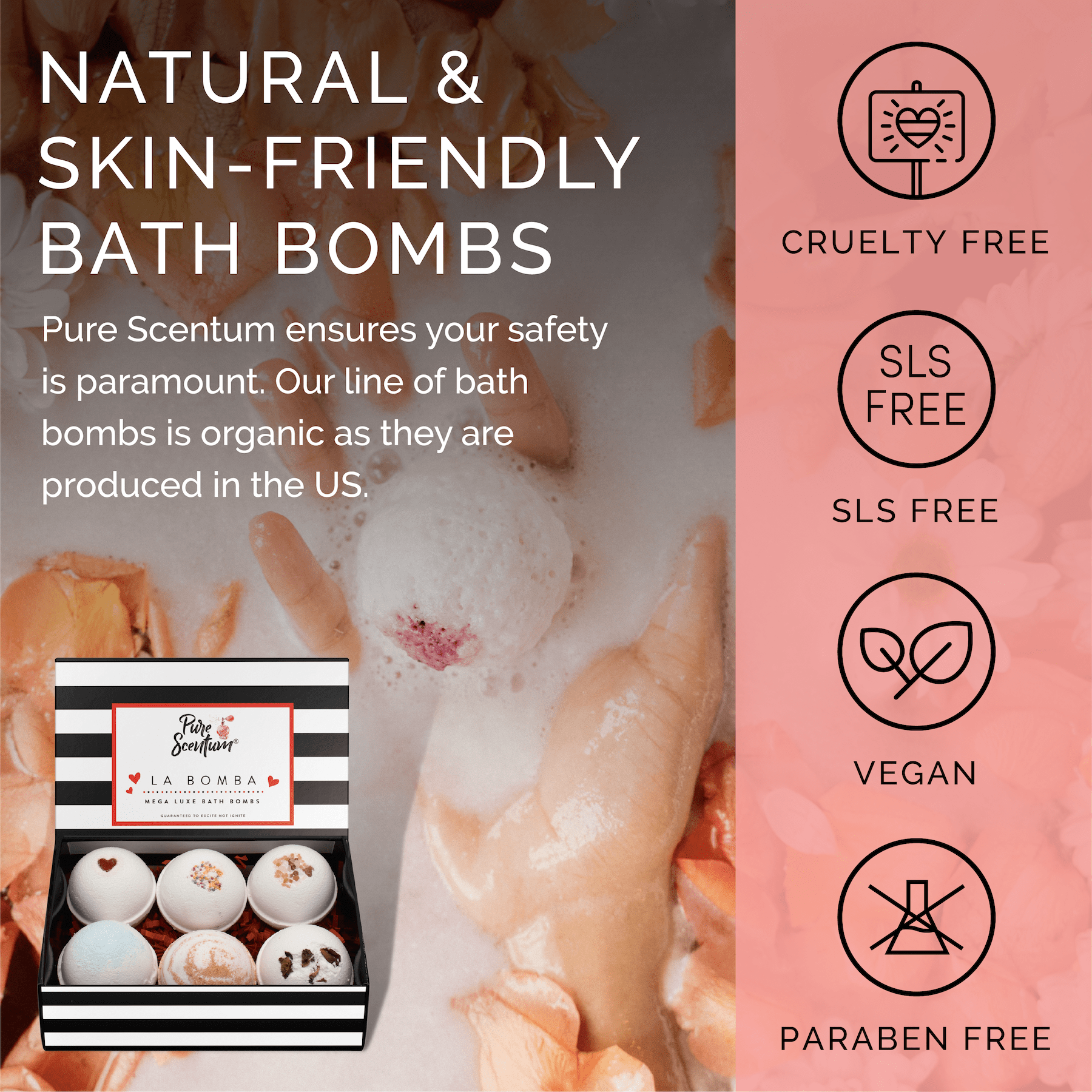 Pure scentum luxury bath bomb features