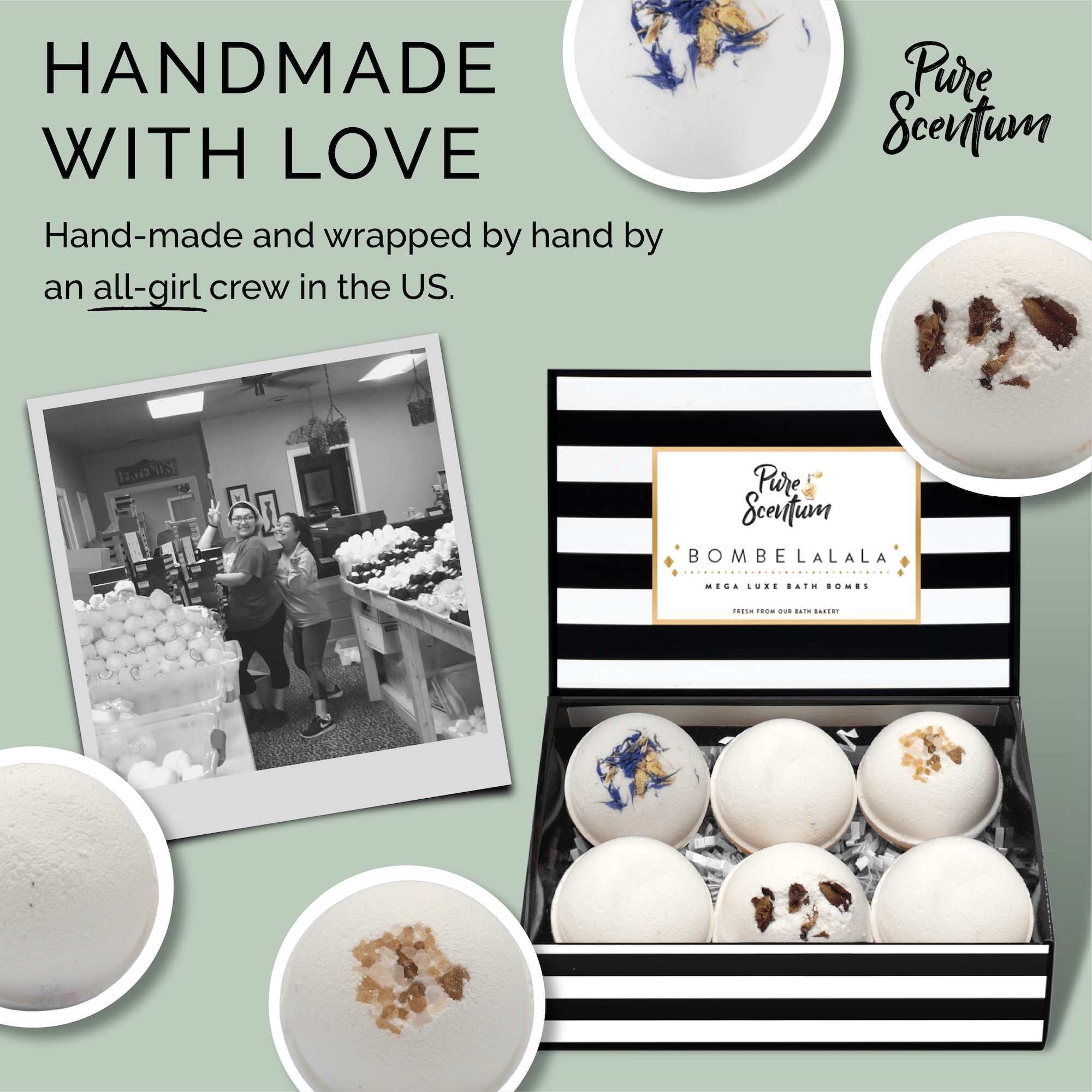 handmade Pure scentum vegan bath bombs